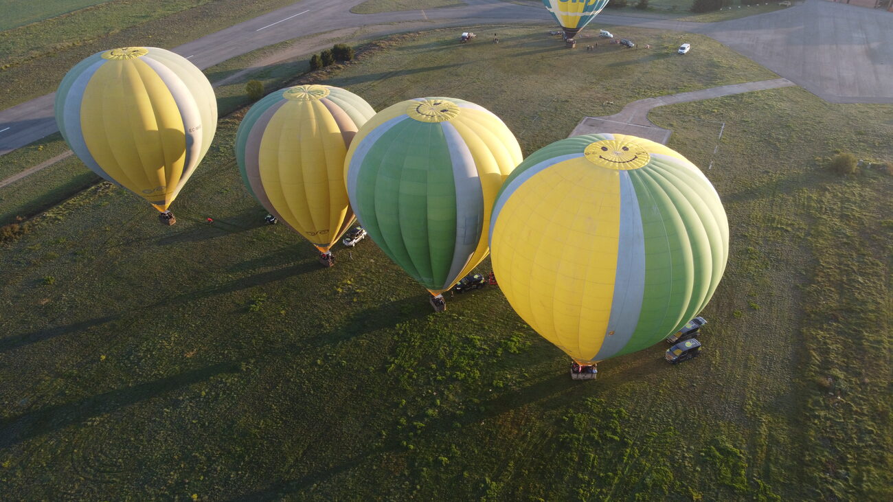 hot air balloon flight over the fields of the Lleida plain