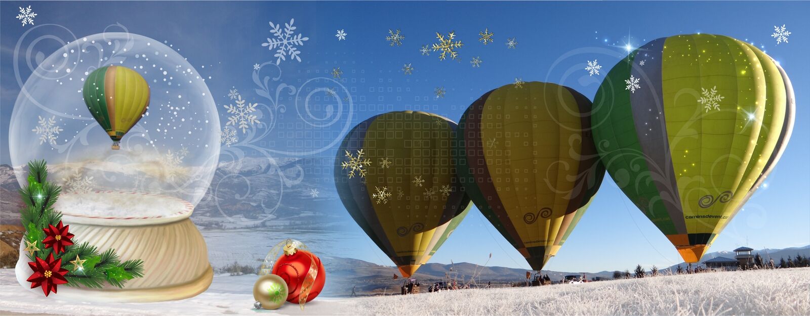 Globos aerostáticos de Camins de Vent con decoración de Navidad y Reyes